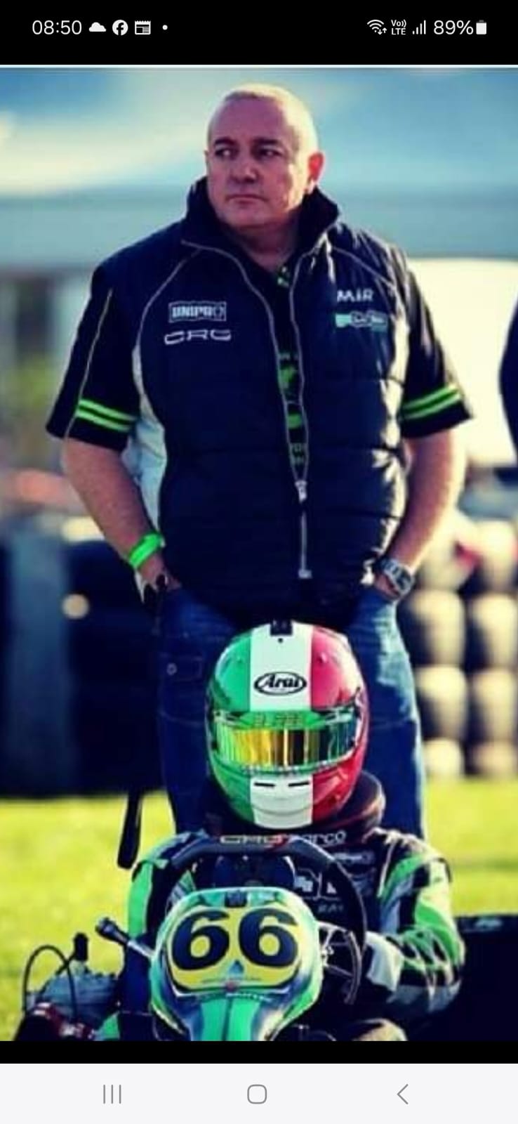 Matteo Lanzetti behind Sebastian in his kart